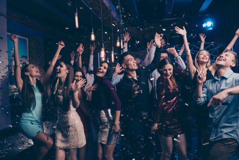 Portrait,Of,Attractive,Fellow,Buddies,Fellowship,Move,Motion,Laugh,Laughter